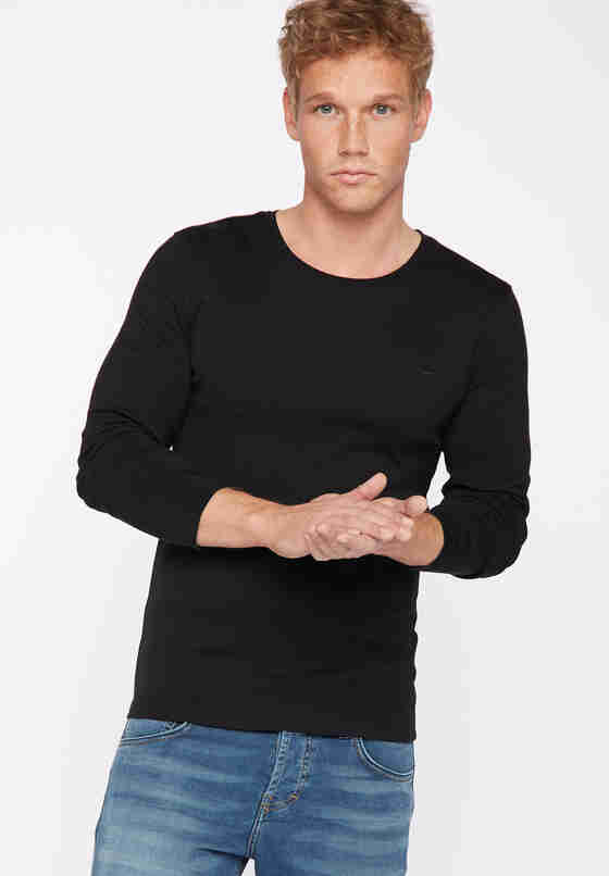 T-Shirt Basic-Longsleeve, Schwarz, model