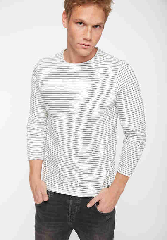 T-Shirt Streifenshirt, Weiß, model