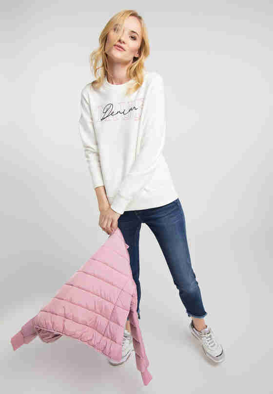 Sweatshirt Print-Sweater, Weiß, model