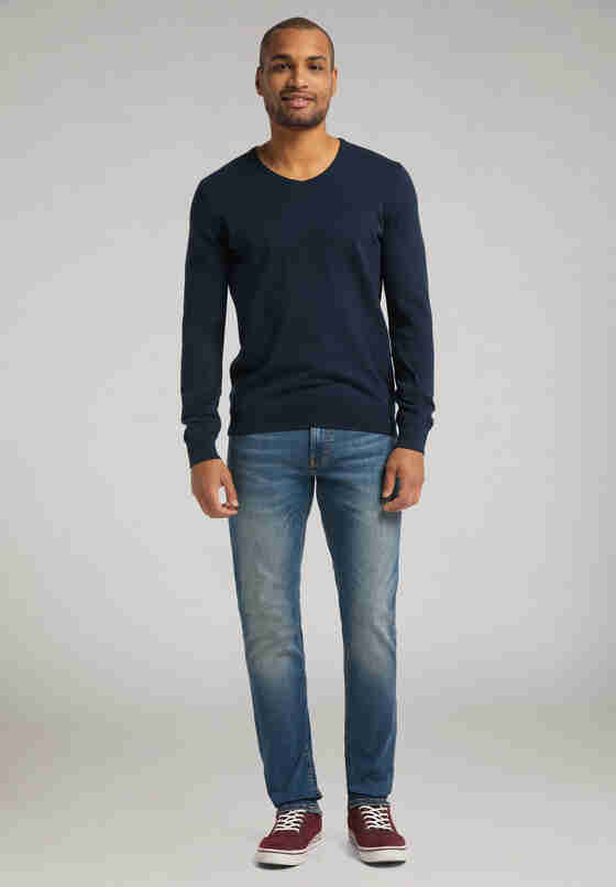 Sweater Basic V-Neck Jumper, Blau, model