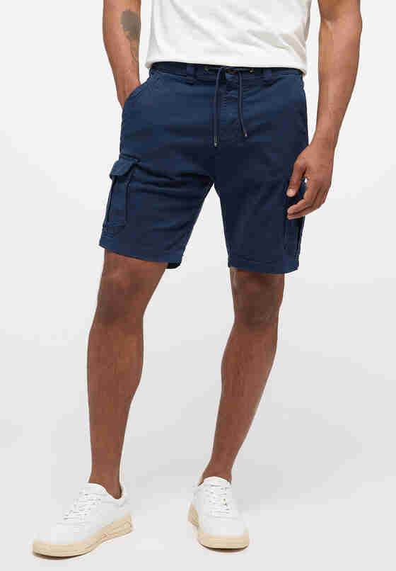 Hose Style Elastic Cargo Shorts, Blau, model