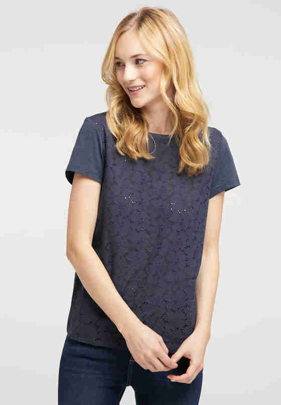 T-Shirt Spitzen-Shirt, Blau, model