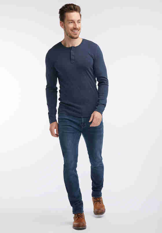 T-Shirt Langarm-Henley, Blau, model