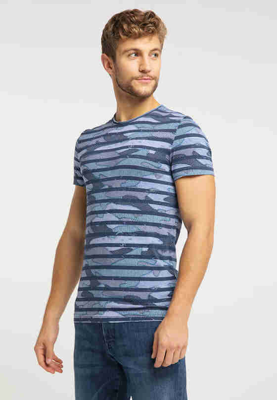 T-Shirt Streifenshirt, Blau, model
