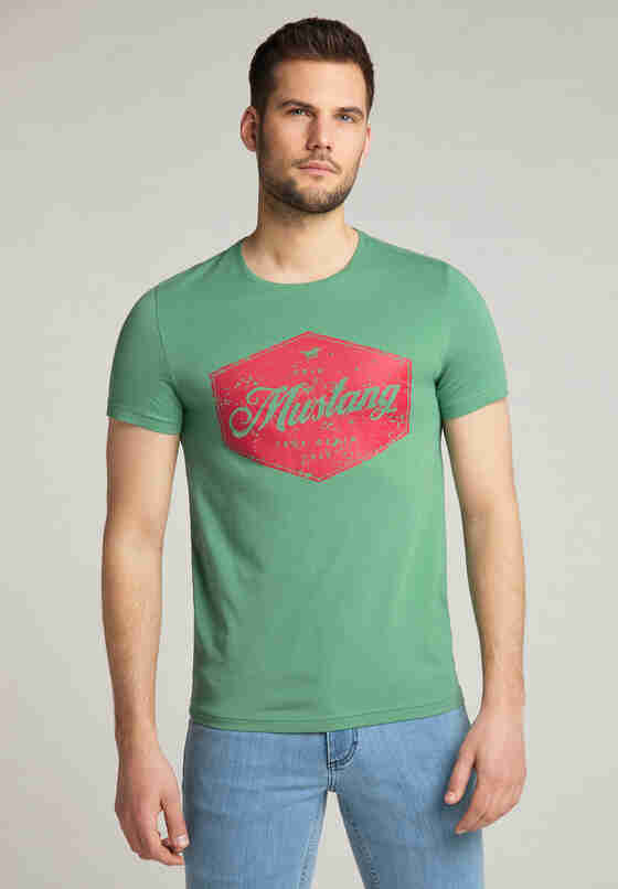 T-Shirt Style Aaron C Print, Grün, model