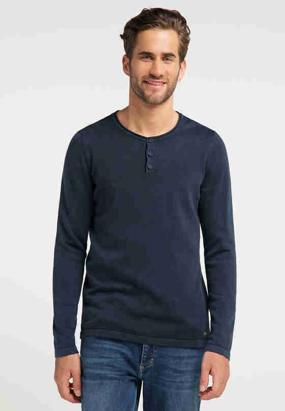 Sweater Emil H Henley, Blau, model