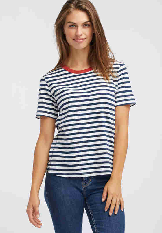 T-Shirt Streifenshirt, Blau, model