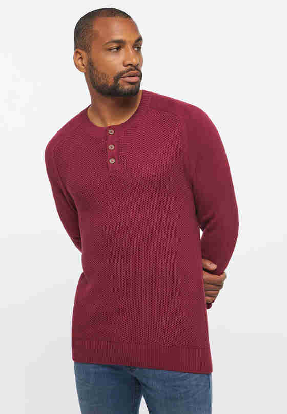 Sweater Style Emil C Henley, Rot, model