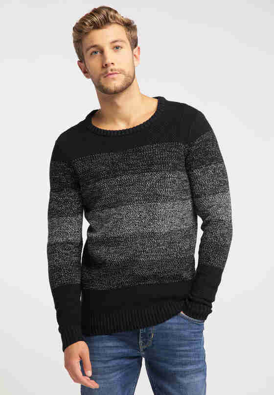 Sweater Emil C Blockstripe, Schwarz, model
