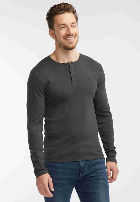 T-Shirt Langarm-Henley, Grau, model