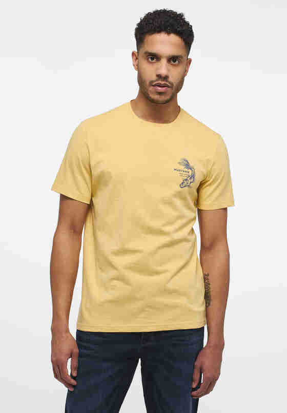 T-Shirt Print-Shirt, Gelb, model