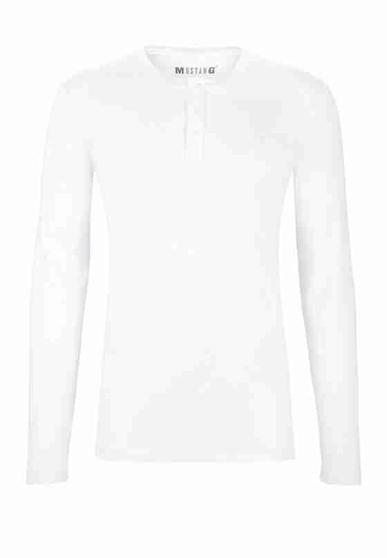 T-Shirt Langarm-Henley, Weiß, bueste