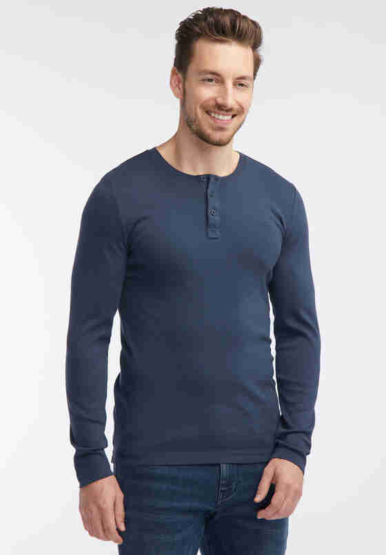 T-Shirt Langarm-Henley, Blau, model