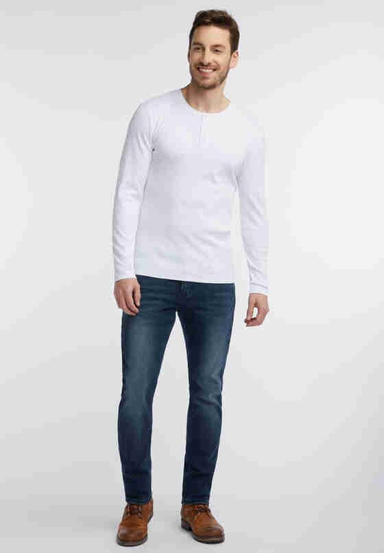 T-Shirt Langarm-Henley, Weiß, model