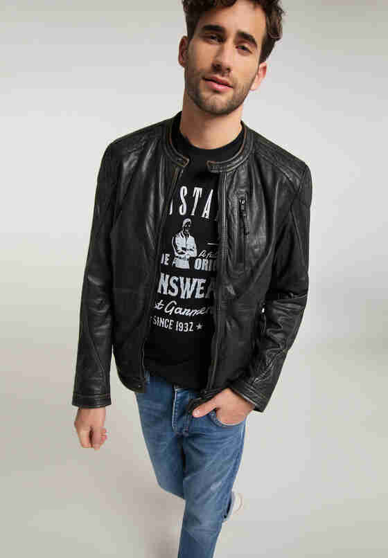 Jacke mens biker jacket, Schwarz, model