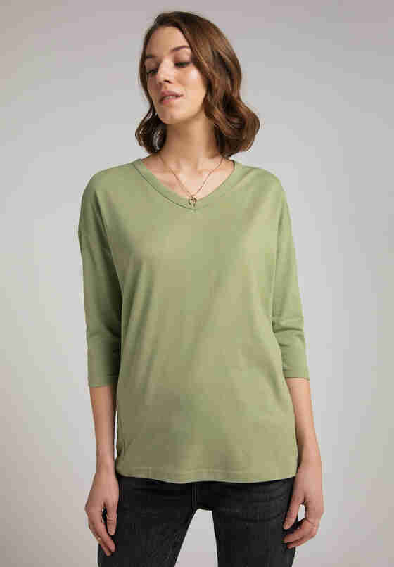 T-Shirt Style Anna V Collar, Grün, model