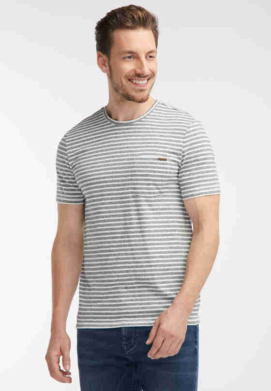 T-Shirt Streifenshirt, Grau, model