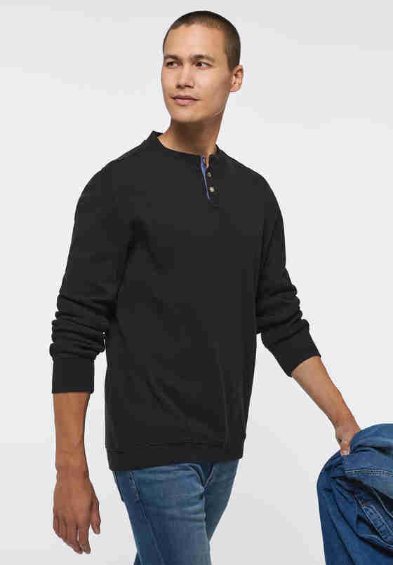 T-Shirt Style Adrian H Henley, Schwarz, model