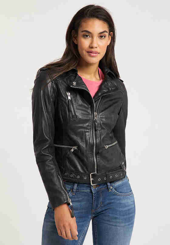 Jacke womens biker jacket, Schwarz, model
