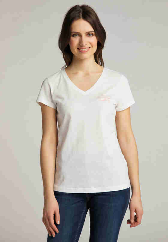 T-Shirt Style Alexia V Print, Weiß, model
