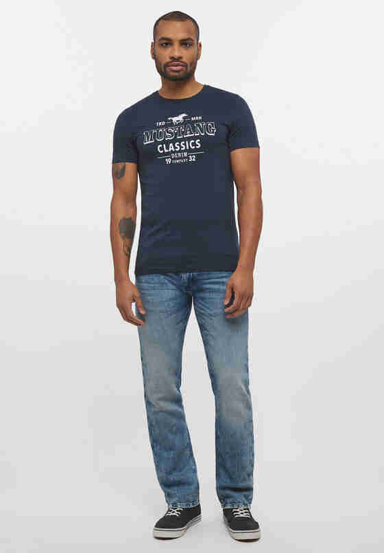 T-Shirt Style Aron C Print, Blau, model
