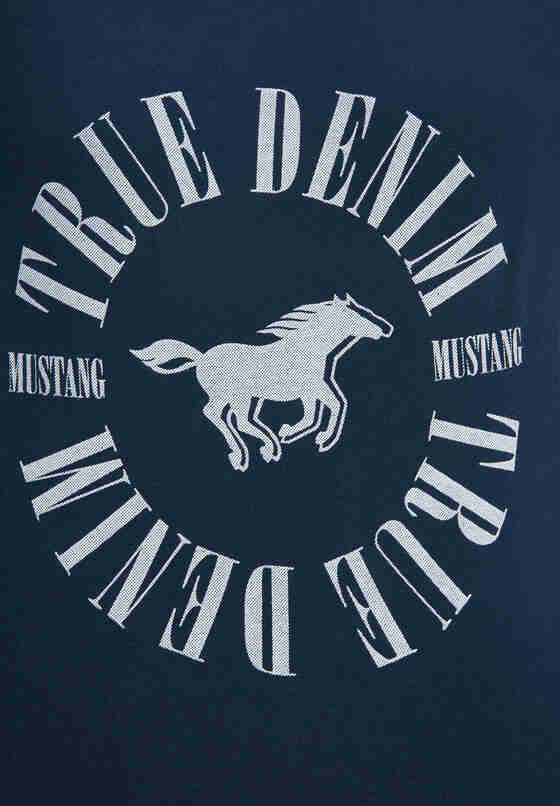 T-Shirt Shirt mit Logo-Print, Blau, bueste