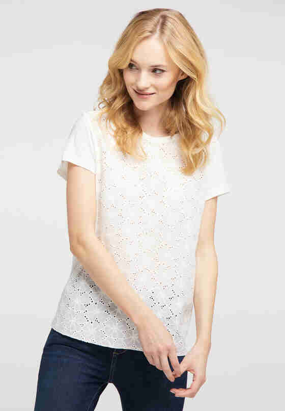 T-Shirt Spitzen-Shirt, Weiß, model