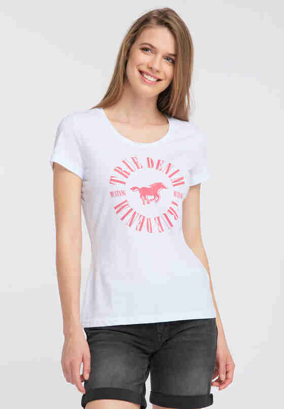 T-Shirt Shirt mit Logo-Print, Weiß, model