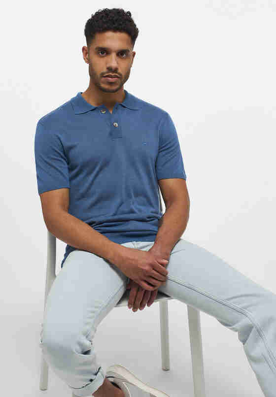 Sweater Poloshirt, Blau, model