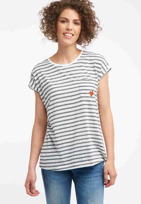T-Shirt Streifenshirt, Weiß, model