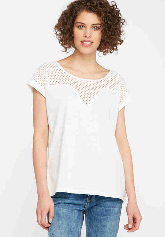 T-Shirt Spitzenshirt, Weiß, model
