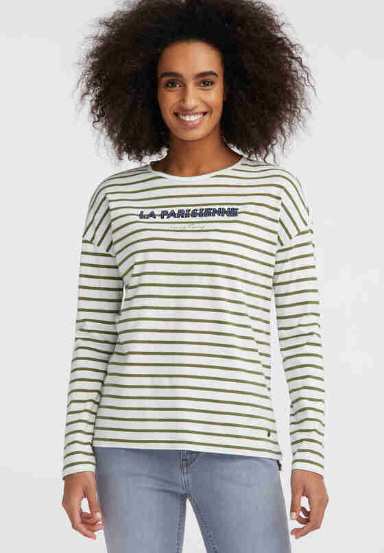 T-Shirt Streifen-Langarmshirt, Grün, model